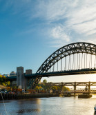 View of Gateshead Millenium Bridge on a sunny day